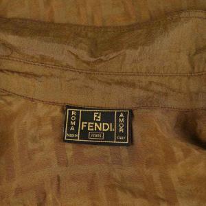 FENDI シャツ シースルー FF柄 ロゴボタン ヴィンテージ イタリア製 I40 ブラウン