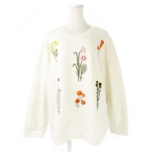 MAX MARA WEEKEND LINE スウェットトレーナー ラウンドネック 長袖 ビーズ刺繍 フラワーモチーフ 裏毛 大きいサイズ XXL 白