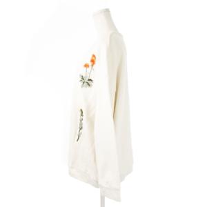 MAX MARA WEEKEND LINE スウェットトレーナー ラウンドネック 長袖 ビーズ刺繍 フラワーモチーフ 裏毛 大きいサイズ XXL 白