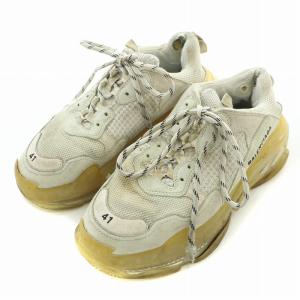 BALENCIAGA TRIPLE S トリプルS ローカットスニーカー シューズ 厚底 ロゴ US8 27cm 白 ホワイト