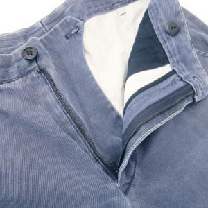 ANN DEMEULEMEESTER テーパードパンツ ジップフライ コットン ワンポイント ベロア ワンタック XS 青 ブルー /MN21