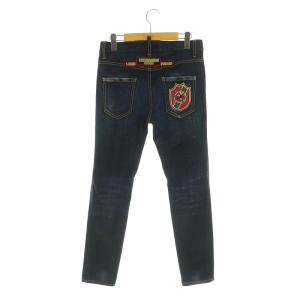 DSQUARED2 デニム ジーンズ パンツ ワッペン ダメージ加工 スリム ボタンフライ 34 ブルー /MY OS GY18
