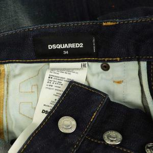 DSQUARED2 デニム ジーンズ パンツ ワッペン ダメージ加工 スリム ボタンフライ 34 ブルー /MY OS GY18