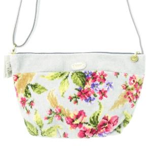 ショルダーバッグ シュニール織 花柄 ロゴ グレー /AO11 GY18