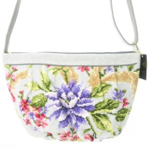 FEILER ショルダーバッグ シュニール織 花柄 ロゴ グレー /AO11 GY18