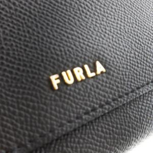 FURLA 二つ折り財布 ウォレット 小銭入れあり レザー 革 ロゴ 黒 ブラック /CK24 GY18