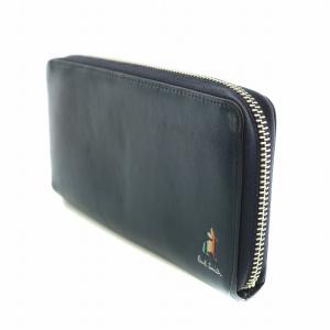 PAUL SMITH 長財布 ロングウォレット ラウンドファスナー レザー ロゴ 牛革 紺 ネイビー /BB MT GY18