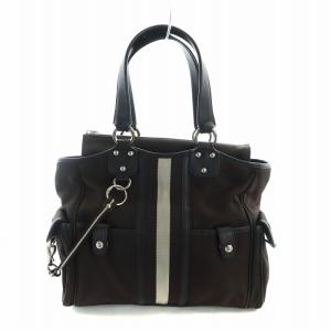 トレインスポッティング ハンドバッグ トート キャンバス レザー ライン ロゴ 茶 ブラウン GY11