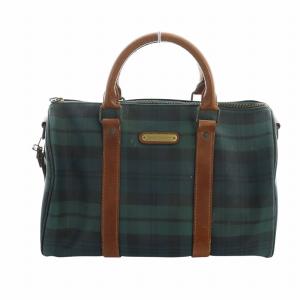 ミニボストン ハンド PVC レザー ブラックウォッチ ロゴ 緑 グリーン GY18 /MQ