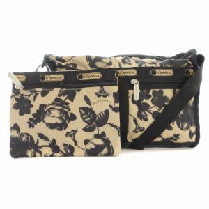 ショルダーバッグ 花柄 ナイロン ポーチ付き ベージュ 黒 ブラック /RO GY18 MT