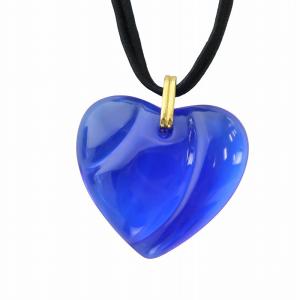 ペンダント ネックレス アクセサリー ハート クリスタル クリアガラス ロゴ 青 ブルー GY18 /MQ