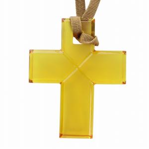 ペンダント ネックレス アクセサリー クロス 十字架 クリアガラス クリスタル 黄 イエロー GY18