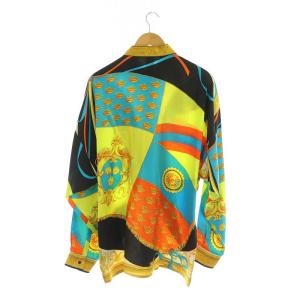 GIANNI VERSACE シルクシャツ バロック メデューサ 比翼ボタン 50 マルチカラー