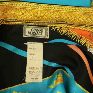 GIANNI VERSACE シルクシャツ バロック メデューサ 比翼ボタン 50 マルチカラー
