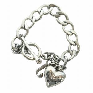 ブレスレット アクセサリー バングル ハート ロゴ 箱付き シルバー色 GY18 /MQ