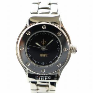 HOPE ホープ 腕時計 ウォッチ クォーツ 黒文字盤 ロゴ シルバー色 GY11 /MQ