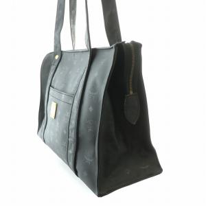 MCM トートバッグ ハンドバッグ ロゴ PVC 総柄 黒 ブラック /BB MT GY18