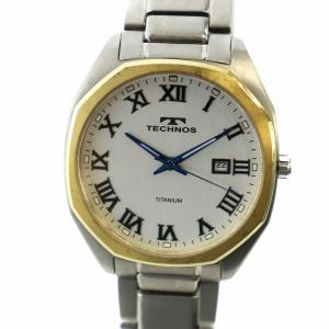 腕時計 ウォッチ クォーツ 白文字盤 デイト カレンダー付き ローマン ロゴ シルバー色 ゴールド色 T9B68