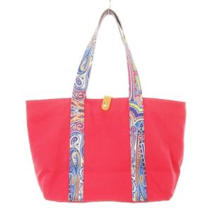 トートバッグ キャンバス ペイズリー柄 ワンポイント ピンク コーラル /AH12 GY11
