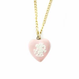 ネックレス アクセサリー ペンダント ロゴ 陶器 ハート ゴールド色 ピンク GY11 /MQ