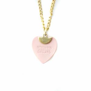 WEDGWOOD ネックレス アクセサリー ペンダント ロゴ 陶器 ハート ゴールド色 ピンク GY11 /MQ