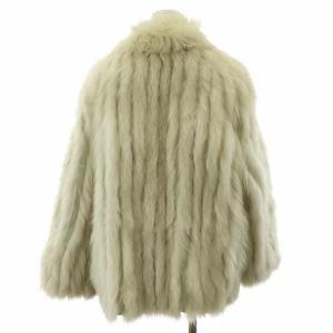 SAGA FOX 銀サガ ファーコート フォックス 毛皮 ミドル ハーフ 総裏地 スタンドネック M 白 ホワイト  ピンク