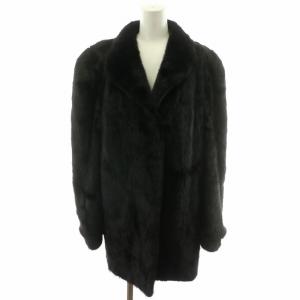 銀サガ ファーコート ミンク 毛皮 ミドル ハーフ 総裏地 黒 ブラック /MP GY18
