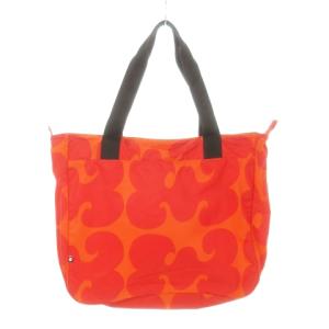adidas × マリメッコ marimekko トートバッグ トレーニングバッグ ナイロン ロゴ 総柄 オレンジ 赤