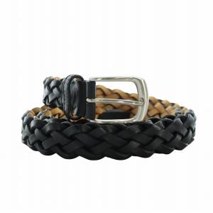 PAUL SMITH ベルト レザー 牛革 ロゴ 編み込み 黒 ブラック 茶 ブラウン GY18 /MQ