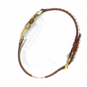 TECHNOS 腕時計 ウォッチ クォーツ デイト カレンダー付き ラウンド 白文字盤 ロゴ レザーベルト ゴールド色