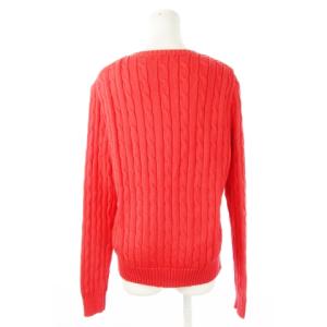 POLO RALPH LAUREN ニット セーター ラウンドネック 長袖 コットン ケーブル編み ワンポイント ロゴ 大きいサイズ XL