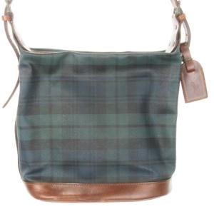 POLO RALPH LAUREN ショルダーバッグ PVC 切替 レザー ブラックウォッチ ロゴ 緑 グリーン /AO16 GY18