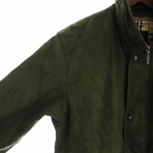 BURBERRY LONDON スタンドカラージャケット ブルゾン 長袖 ジップアップ ジレ ライナー付 ミドル M 緑 グリーン GY18