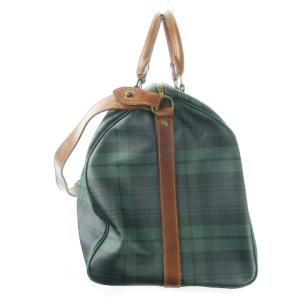 POLO RALPH LAUREN ボストンバッグ 2way ショルダーバッグ PVC レザー ブラックウォッチ ロゴ 青 ブルー /MN3