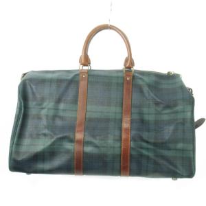 POLO RALPH LAUREN ボストンバッグ 2way ショルダーバッグ PVC レザー ブラックウォッチ ロゴ 青 ブルー /MN3