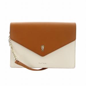 ショルダーバッグ 斜め掛け ミニ レザー 切替 ロゴ 茶 ブラウン GY18 /MQ