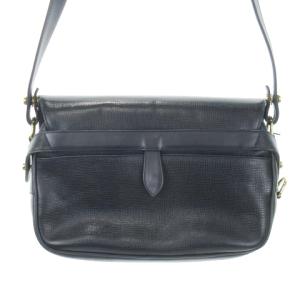 HUNTING WORLD ショルダーバッグ レザー ロゴ ゴールド金具 紺 ネイビー /AH19 GY18