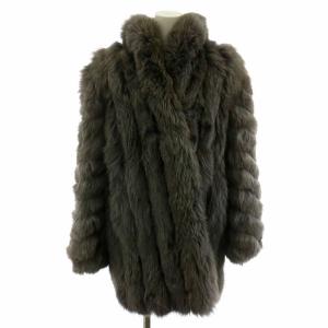 銀サガ アルティ赤坂 フォックスファー コート ボリューム 毛皮 ミドル ハーフ F グレー /MP GY18
