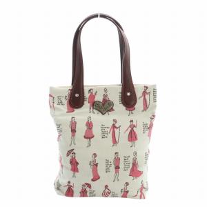 トートバッグ タグ付き キャンバス レザー ロゴ 総柄 ビーズ スパンコール 白 ホワイト ピンク GY18