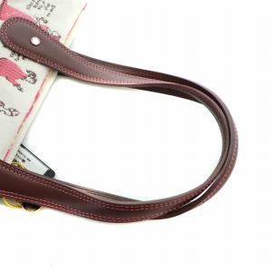 Think Bee トートバッグ タグ付き キャンバス レザー ロゴ 総柄 ビーズ スパンコール 白 ホワイト ピンク GY18