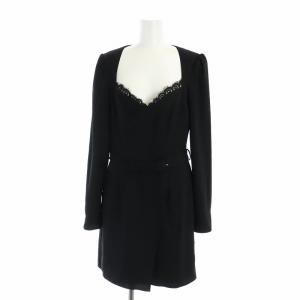 ミドルワンピース ウエストベルト レース 長袖 US6 黒 ブラック SP23-063S GY18 /MQ