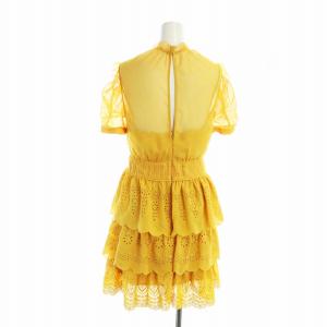 self-portrait シフォン ミニドレス ミドルワンピース レース フリル 刺繍 ティアード オープンショルダー 半袖 ロゴ