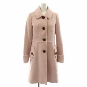 ステンカラーコート アウター ウール メルトン 総裏地 ロゴボタン 36 S ピンク 茶色 ブラウン /MP