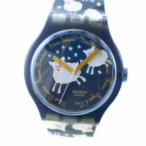 腕時計 ウォッチ クォーツ ラウンド ひつじ柄 総柄 青文字盤 ロゴ 紺 ネイビー S208 GY18