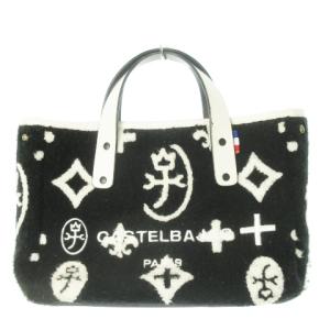トートバッグ ハンドバッグ ボア レザー ロゴ 総柄 黒 ブラック /AO14 GY18