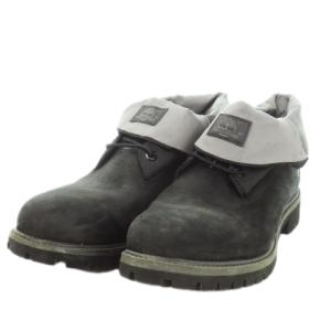 ロールトップブーツ スエード ナイロン カモフラ 迷彩柄 ロゴ 28cm 黒 ブラック 9651B 4040