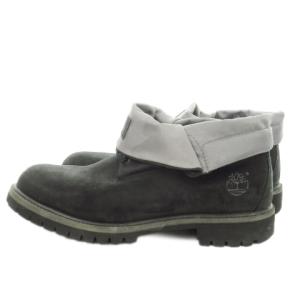 Timberland ロールトップブーツ スエード ナイロン カモフラ 迷彩柄 ロゴ 28cm 黒 ブラック 9651B 4040