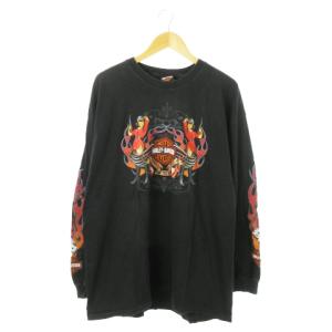 魅力的なグラフィック【Harley-Davidson】長袖 Tシャツ 極上プリント 90s USA製 ハーレーダビッドソン 長袖Tシャツ