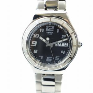 SWATCH アイロニー IRONY 腕時計 ウォッチ クォーツ デイト カレンダー付き 黒文字盤 シルバー色 YGS740G