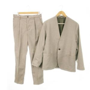 colors セットアップ 2点セット ウールライク ノーカラー ジャケット 総裏地 イージー スラックス